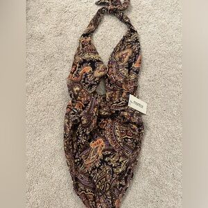 NEW Montce Tie-Up One-Piece Swimsuit in Black Paisley